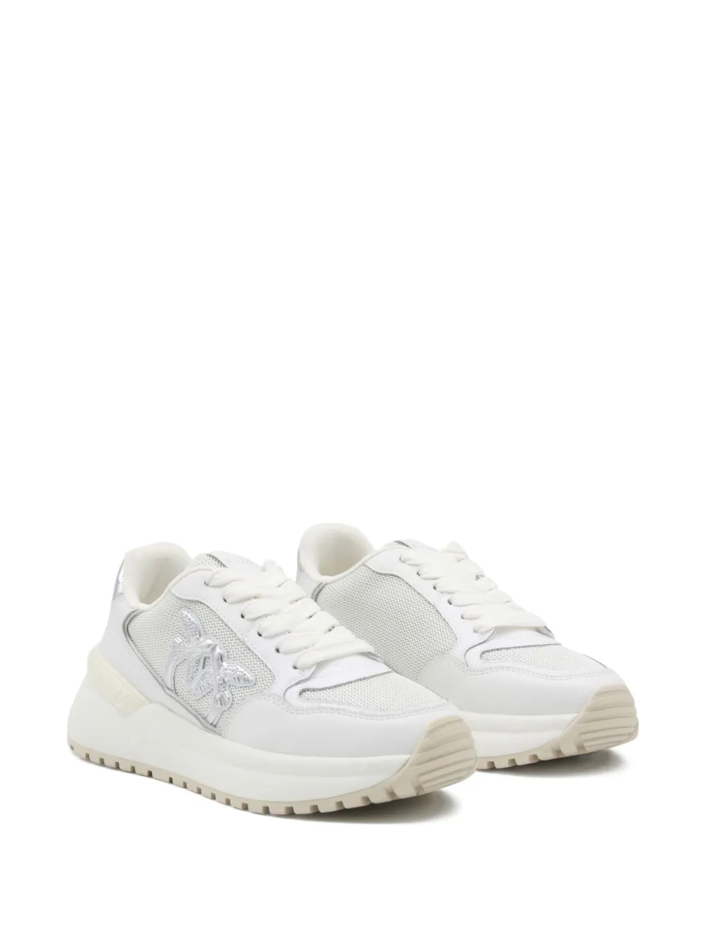 PINKO Love Birds-embellished platform sneakers White