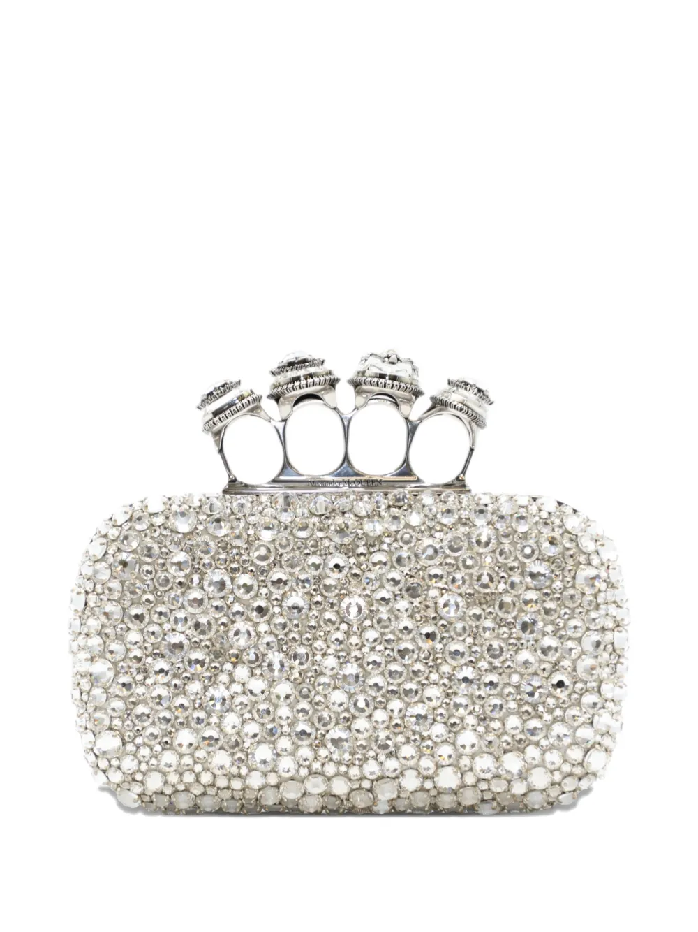 Alexander McQueen Spider knuckle-ring embellished clutch Zilver