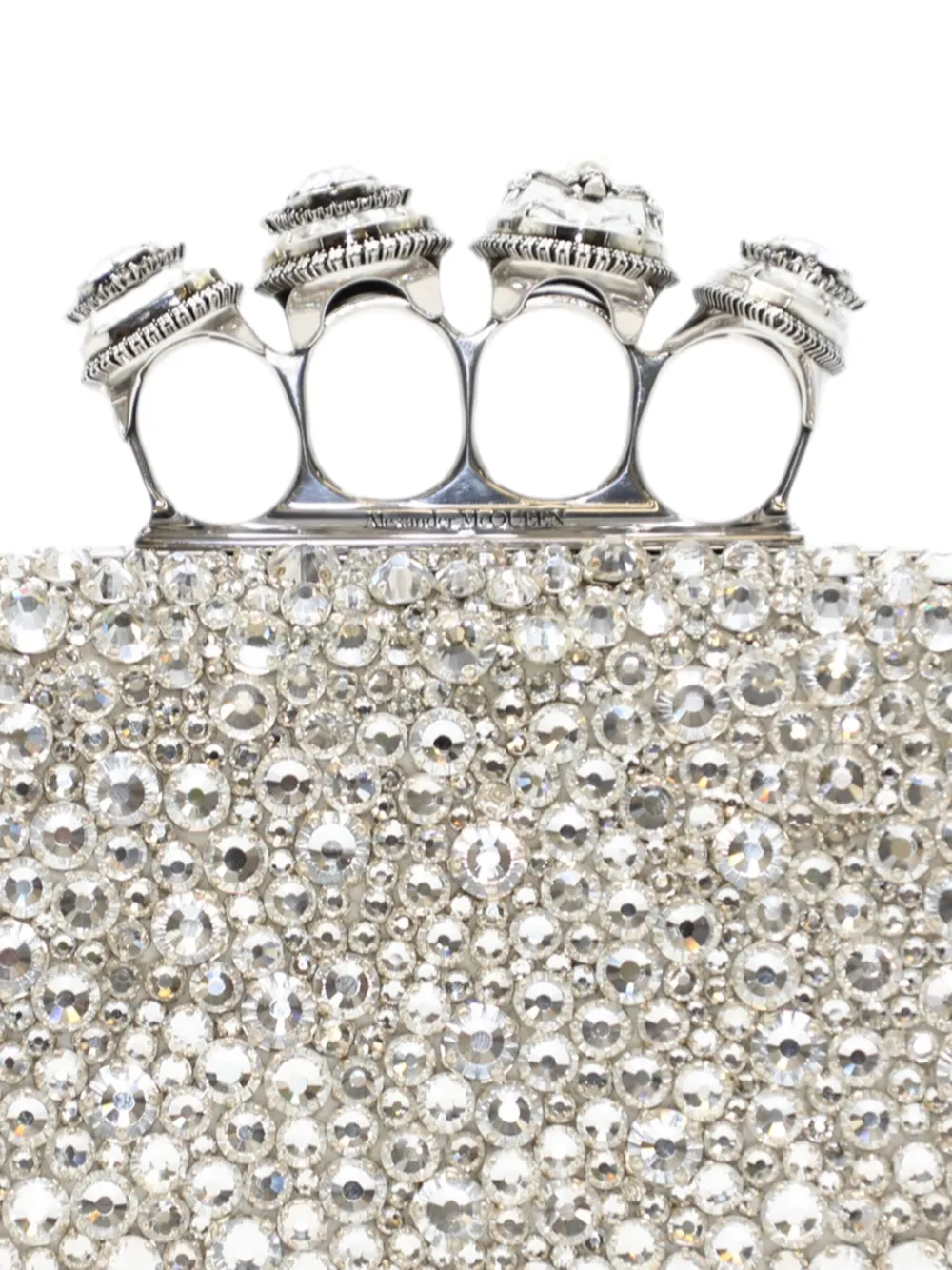 Alexander McQueen Spider knuckle-ring embellished clutch Zilver