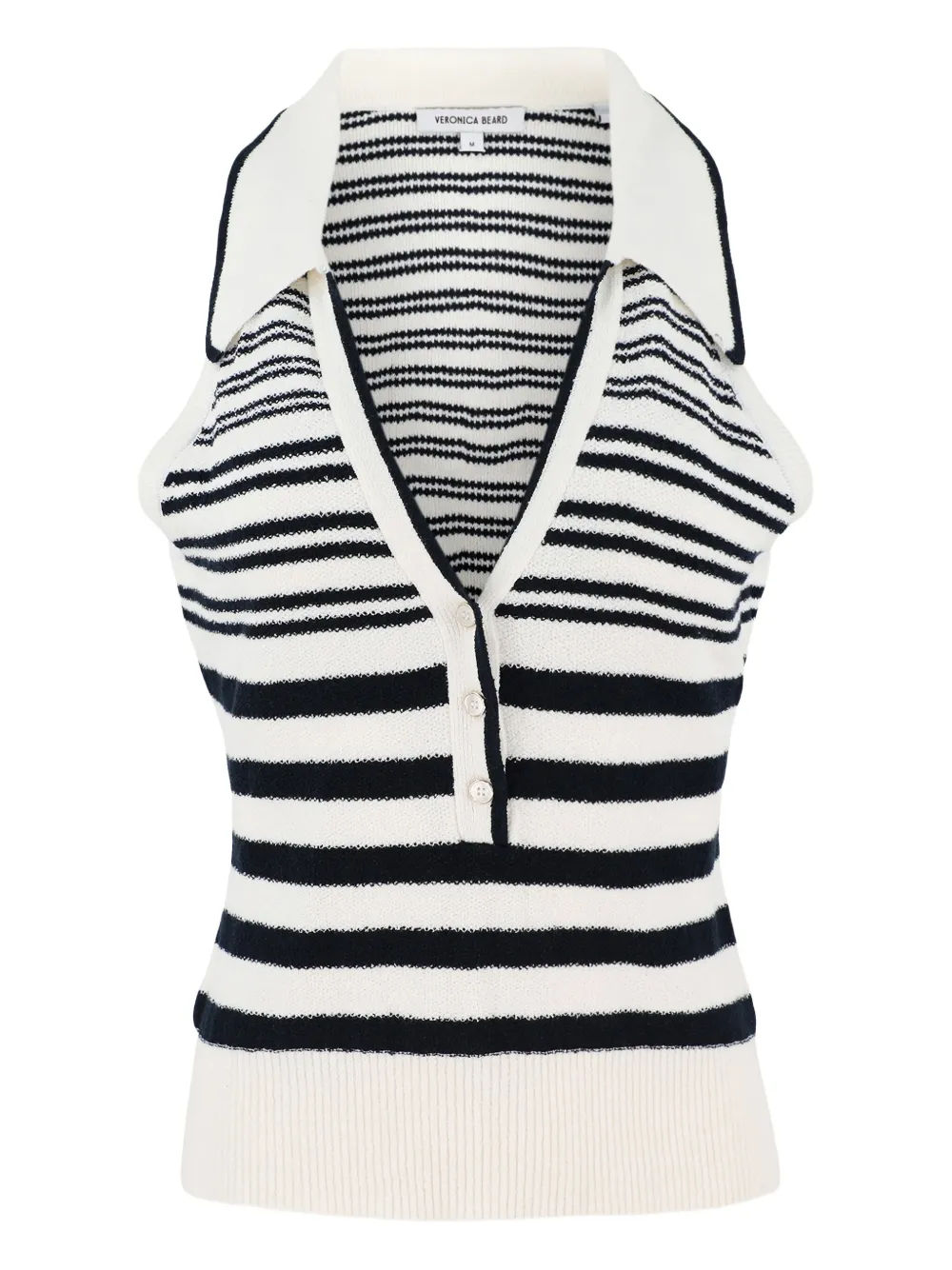 Veronica Beard striped polo-neck tank top | Neutrals | Image 1
