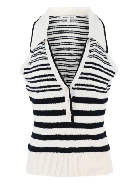 Veronica Beard striped polo-neck tank top