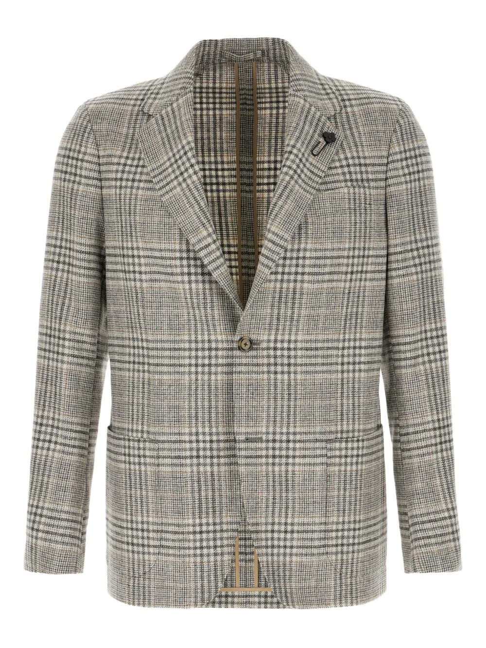 Lardini チェック シングルジャケット - ニュートラル Lardini チェック シングルジャケット - ニュートラル
