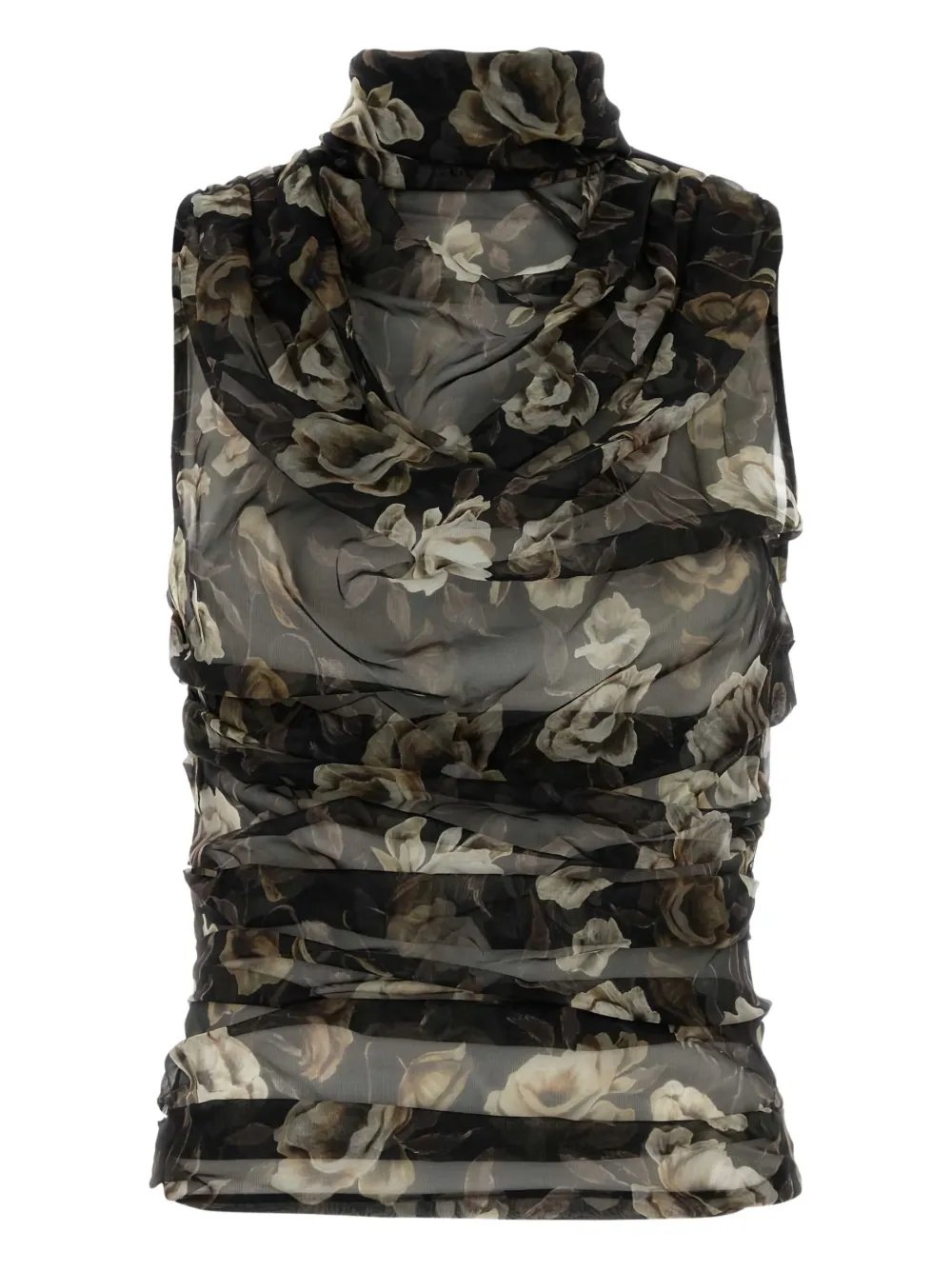 floral-print organza top