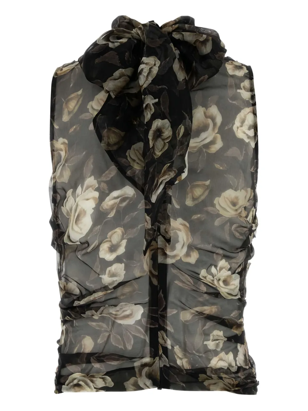 Magda Butrym Organza top met bloemenprint - Zwart