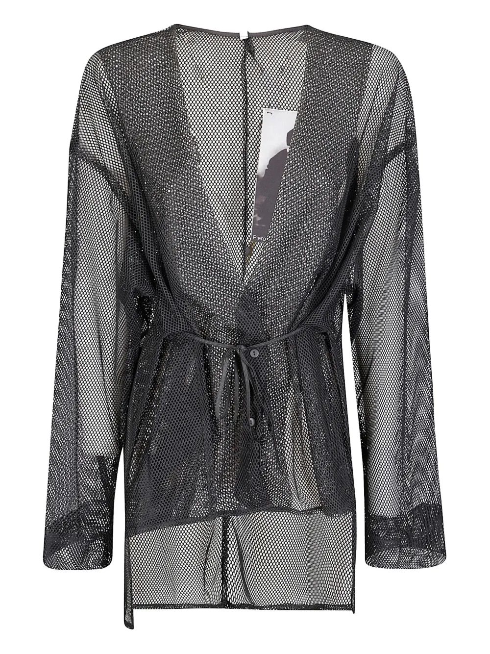 Maria Calderara Lightweight Black Mesh Jacket With Deep V-neck In Black