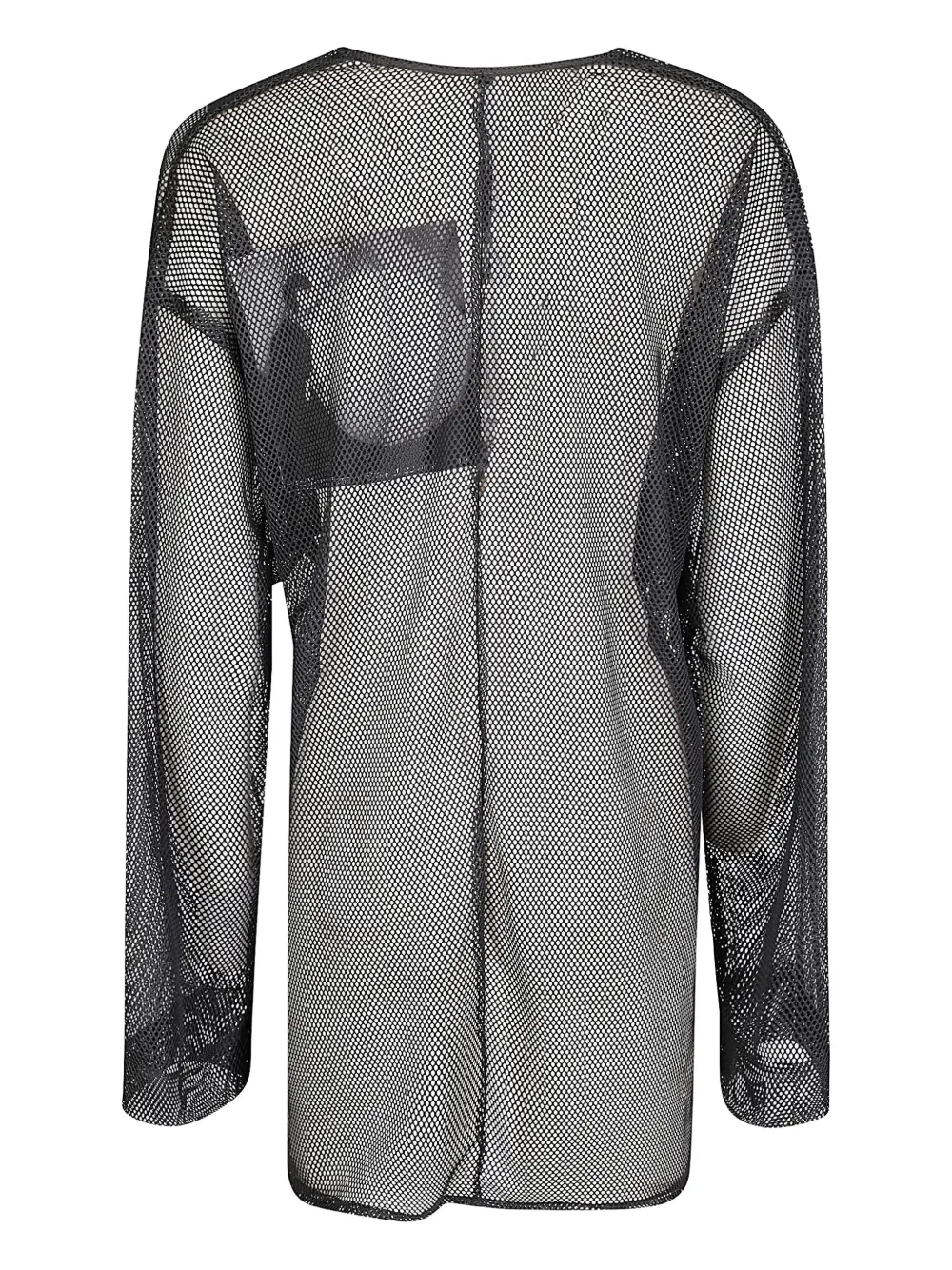 Maria Calderara Lightweight Black Mesh Jacket With Deep V-neck In Black