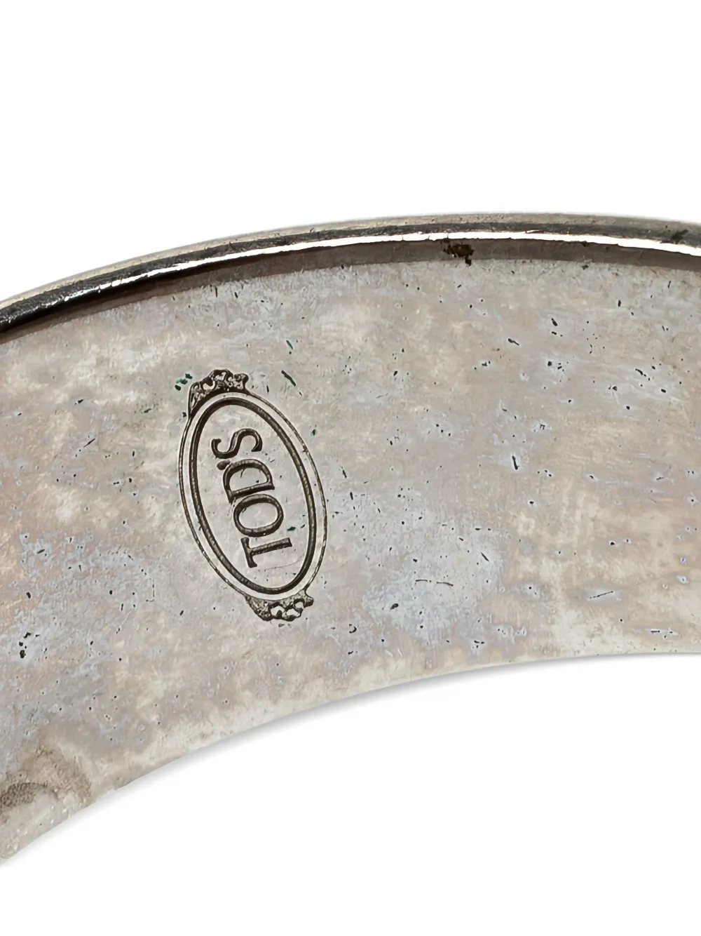 Pre-owned Tod's Vintage Leather Studded Cuff Bracelet In Silver