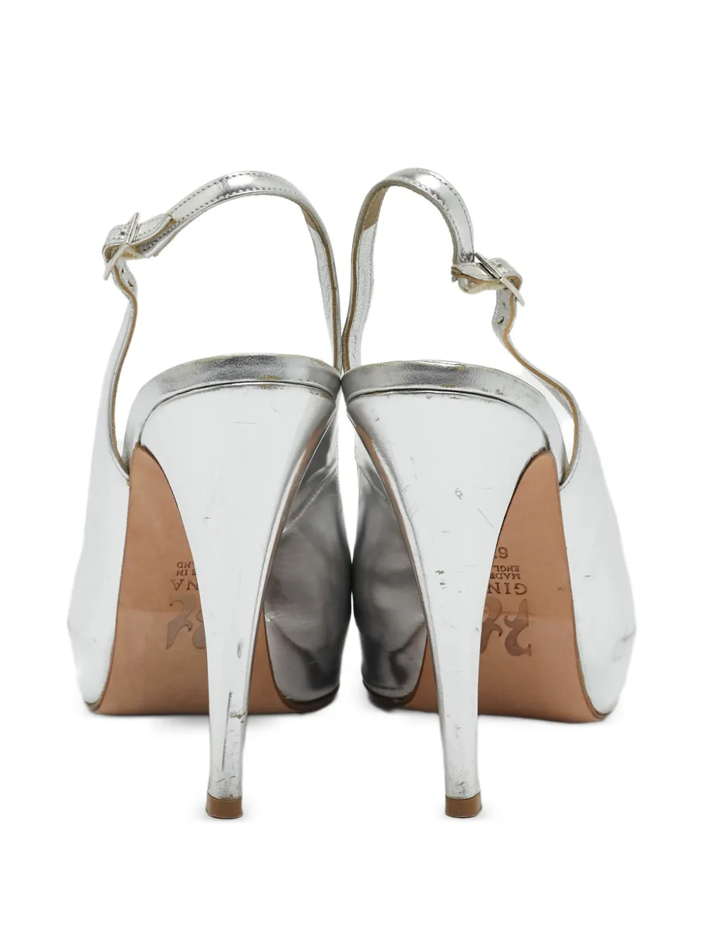 Gina 120 mm slingback sandalen met hak - Grijs