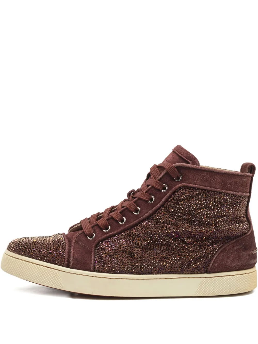Christian Louboutin Pre-Owned crystal-embellished lace-up sneakers | Brown | Image 1