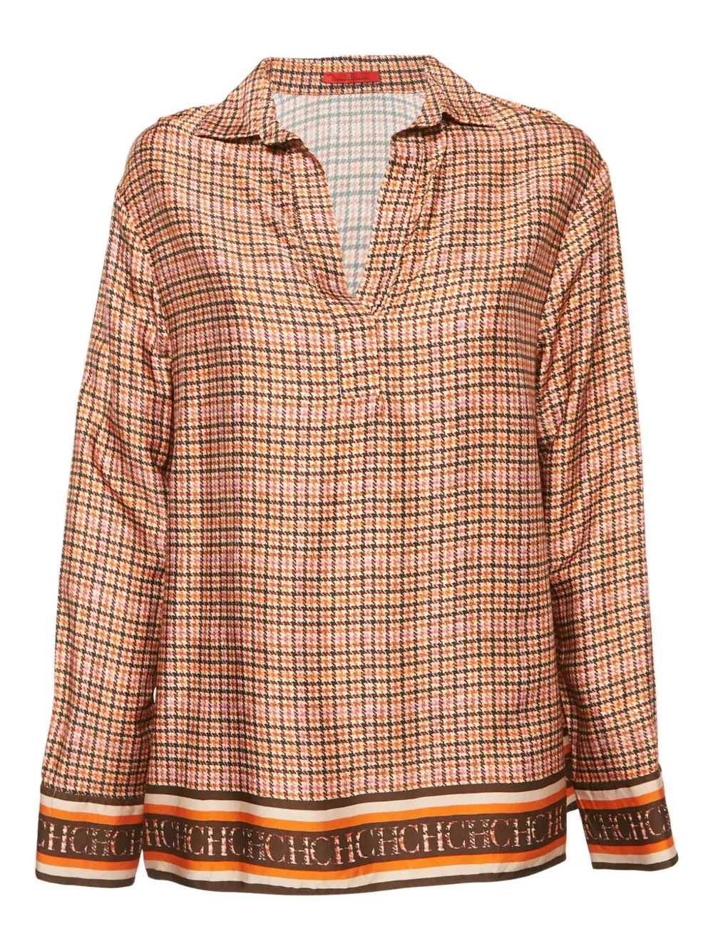 Carolina Herrera Vintage Pre-Owned houndstooth-pattern blouse | Orange | Image 1