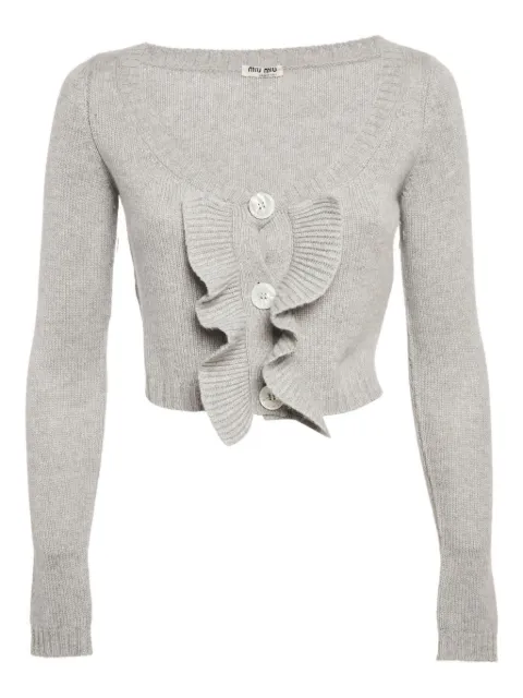 Miu Miu Pre-Owned ruffled ribbed-knit cardigan