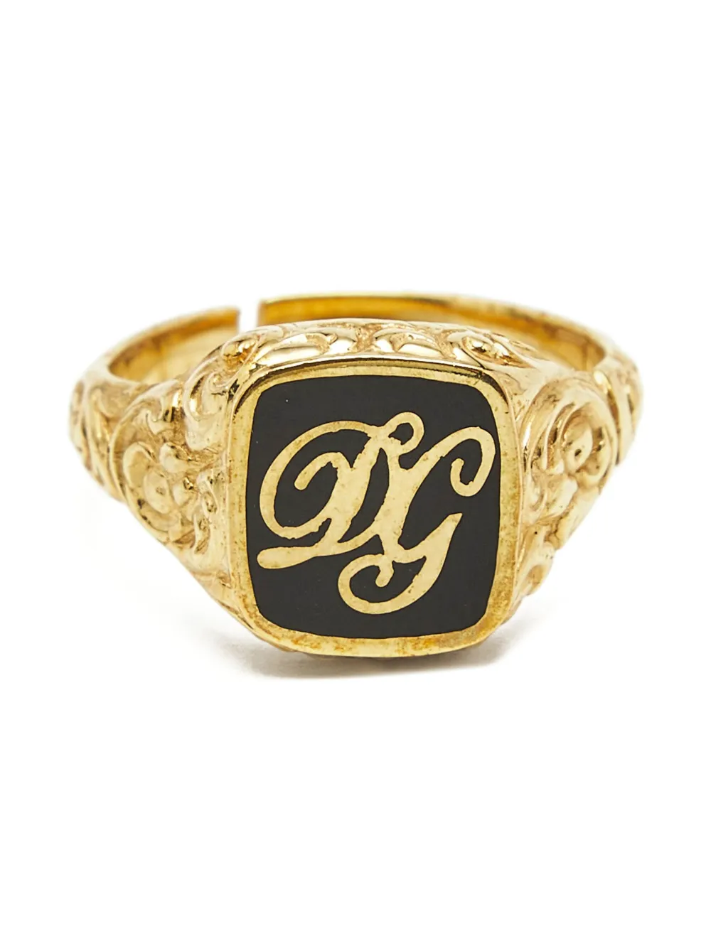 Pre-owned Dolce & Gabbana Enamel-plaque Ring In Gold