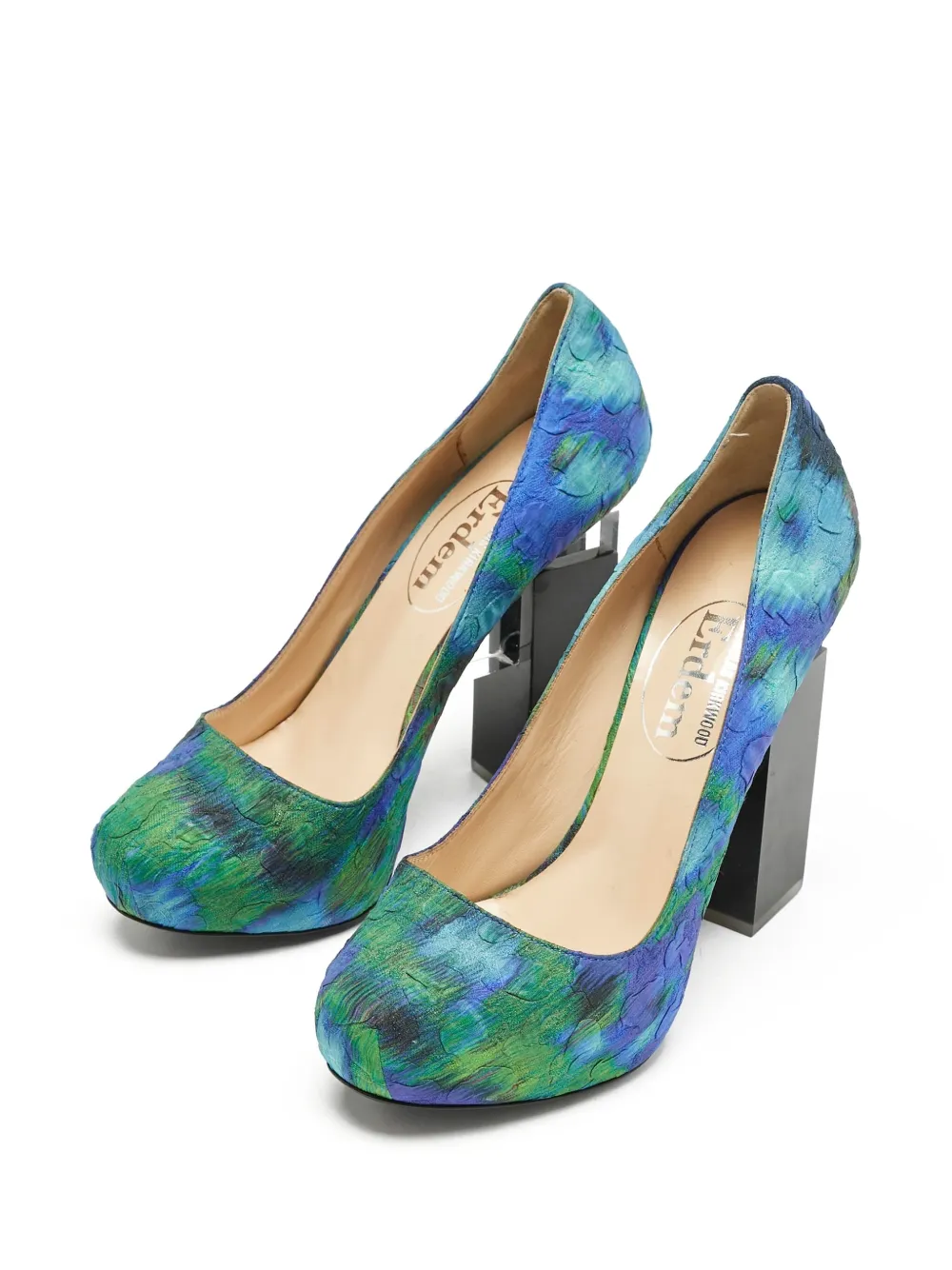 Pre-owned Nicholas Kirkwood 130mm Block-heel Pumps In Blue