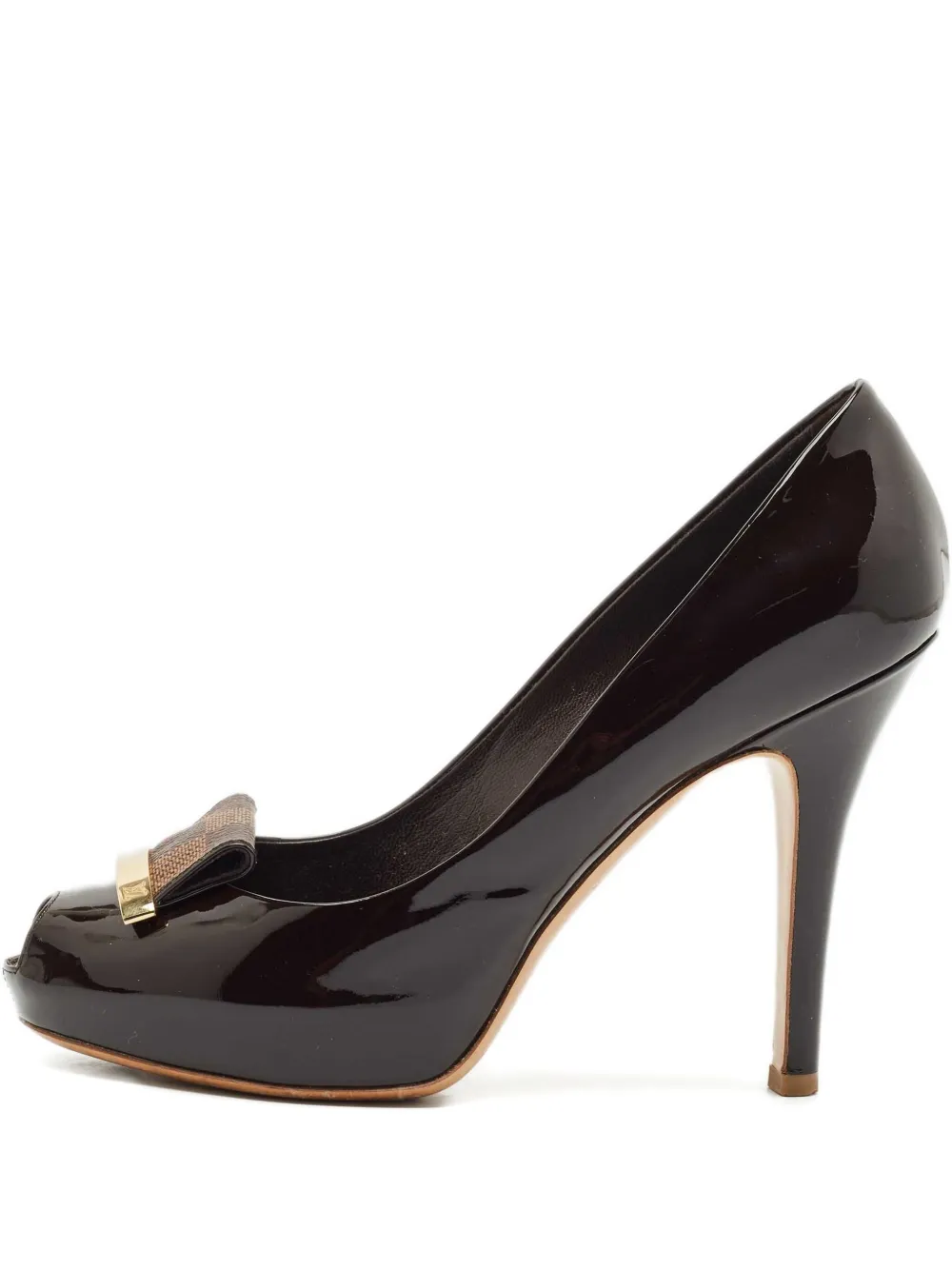 Pre-owned Louis Vuitton 110mm Damier Ebène Pumps In Brown