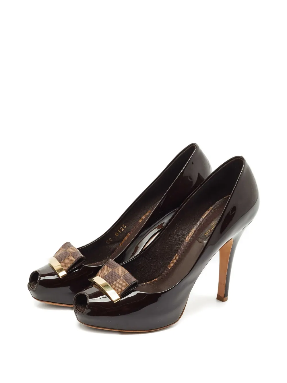 Pre-owned Louis Vuitton 110mm Damier Ebène Pumps In Brown