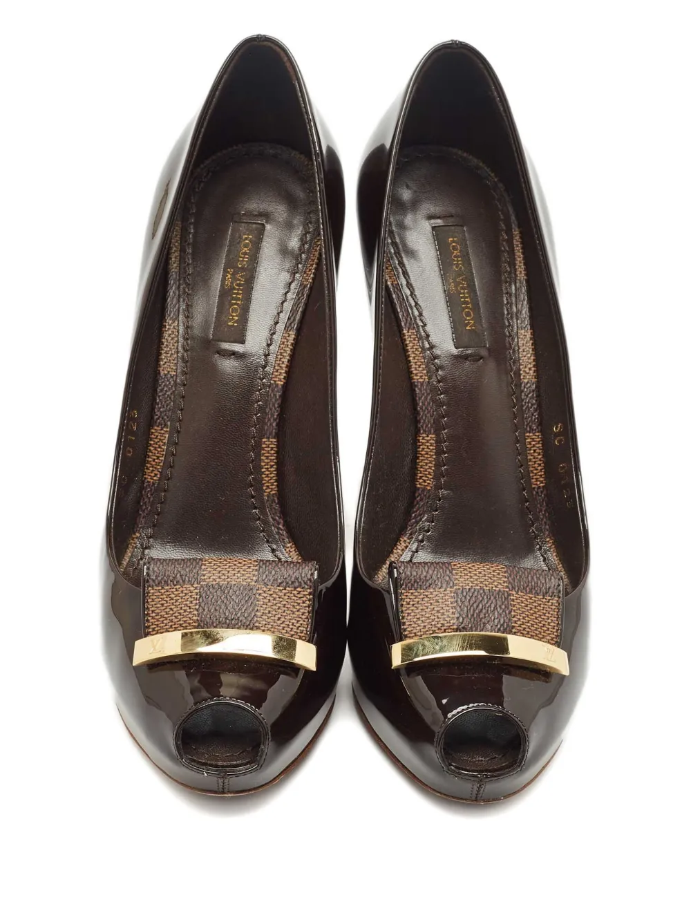 Pre-owned Louis Vuitton 110mm Damier Ebène Pumps In Brown