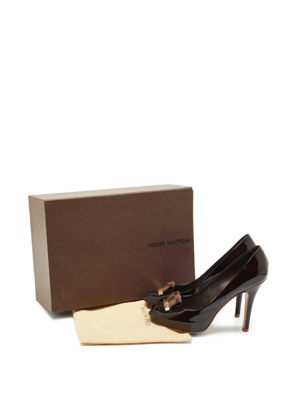 Pre-owned Louis Vuitton 110mm Damier Ebène Pumps In Brown