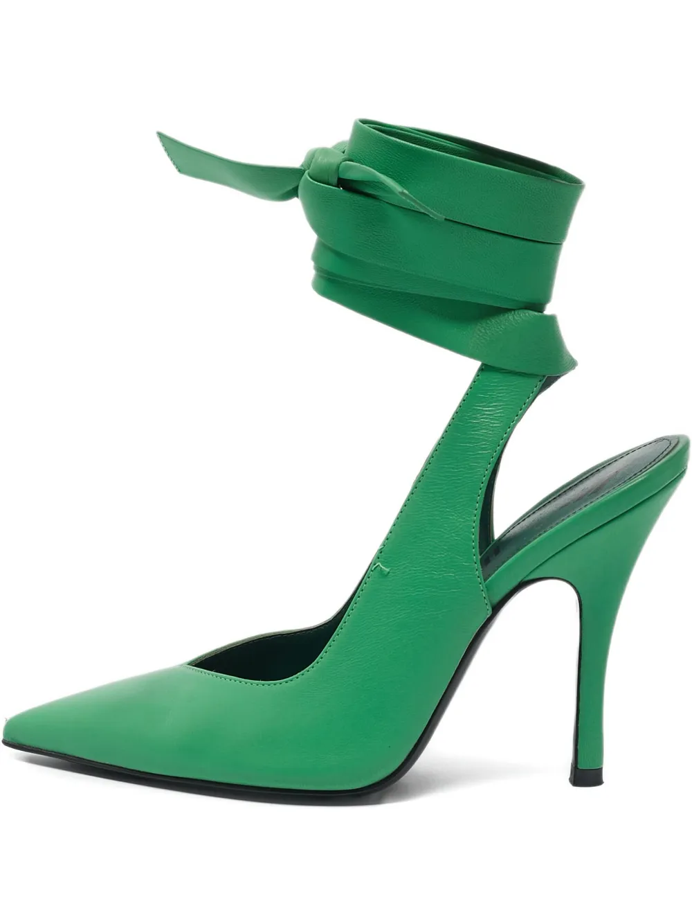 Pre-owned Attico  110mm Venus Leather Wrap Pumps In Green