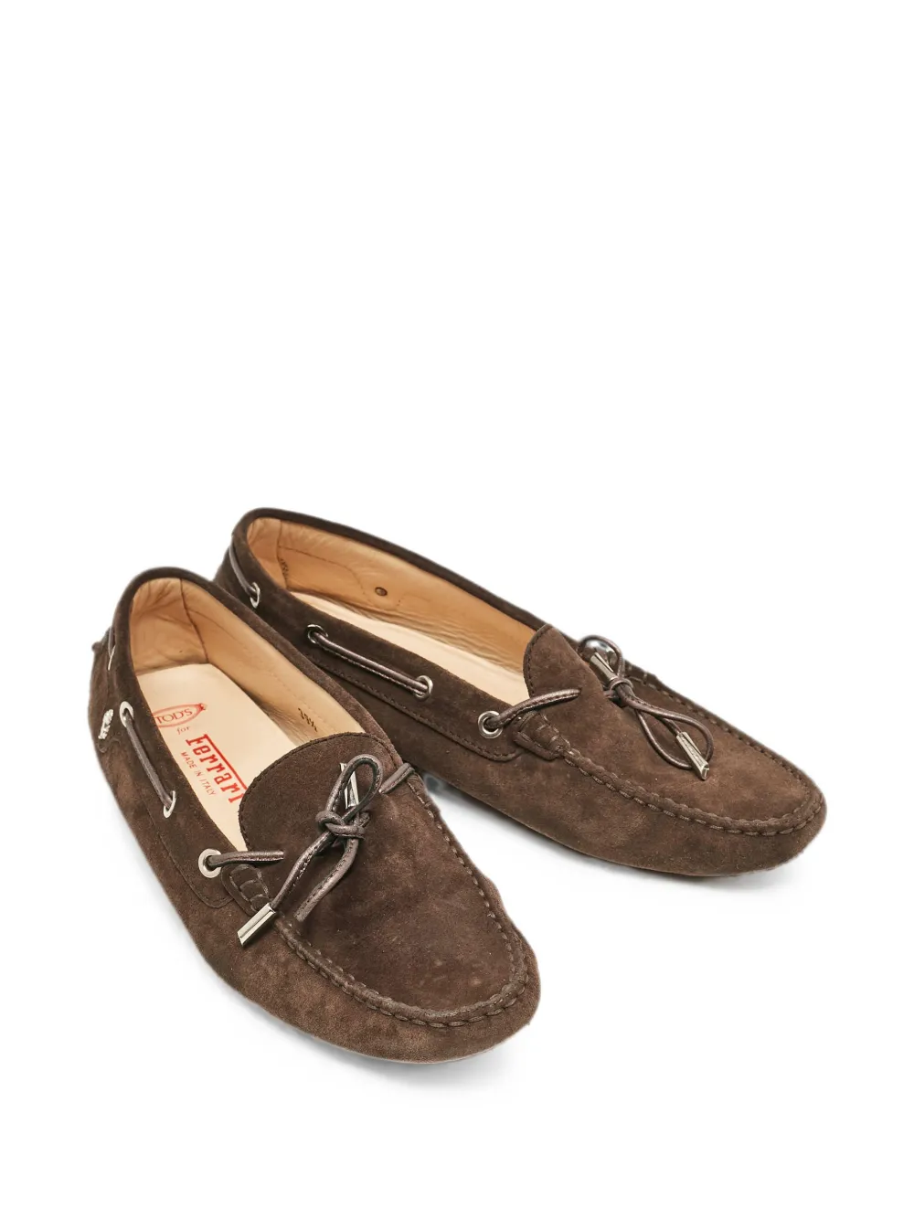 Tod's Vintage Ferrari suede bow-detail loafers - Marrone