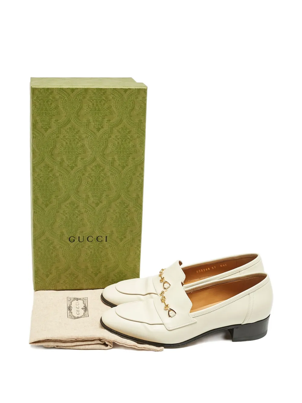 Pre-owned Gucci Horsebit Leather Loafers In White