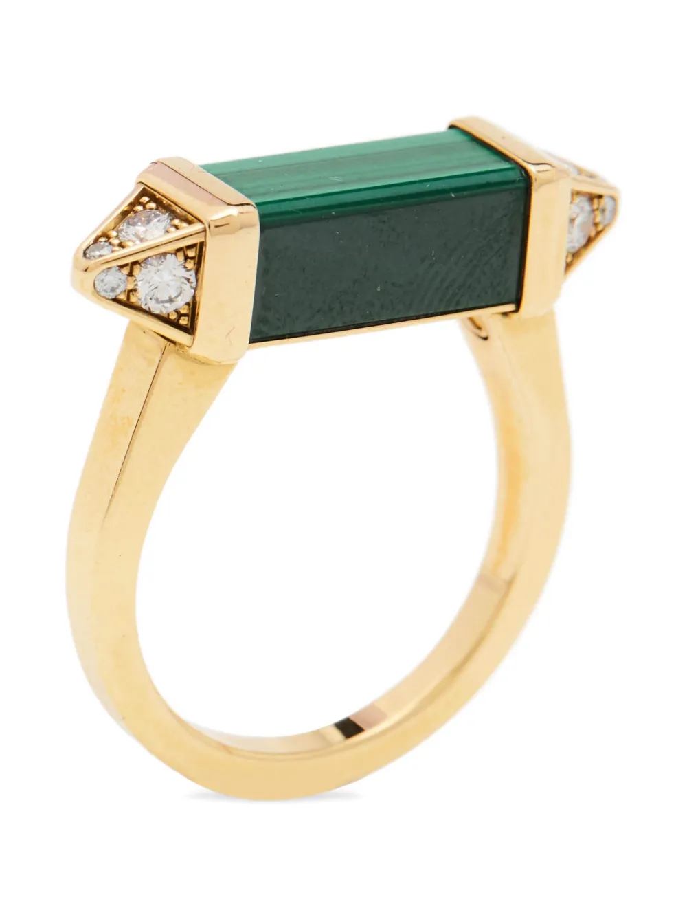 Cartier Les Berlingots マラカイト&ダイヤモンド リング 18Kイエローゴールド - ゴールドトーン Cartier Les Berlingots マラカイト&ダイヤモンド リング 18Kイエローゴールド - ゴールドトーン