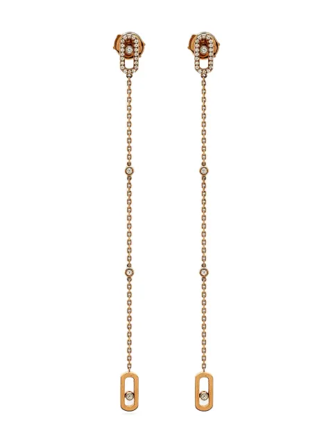 Messika 18K rose gold diamond-setting chain earrings