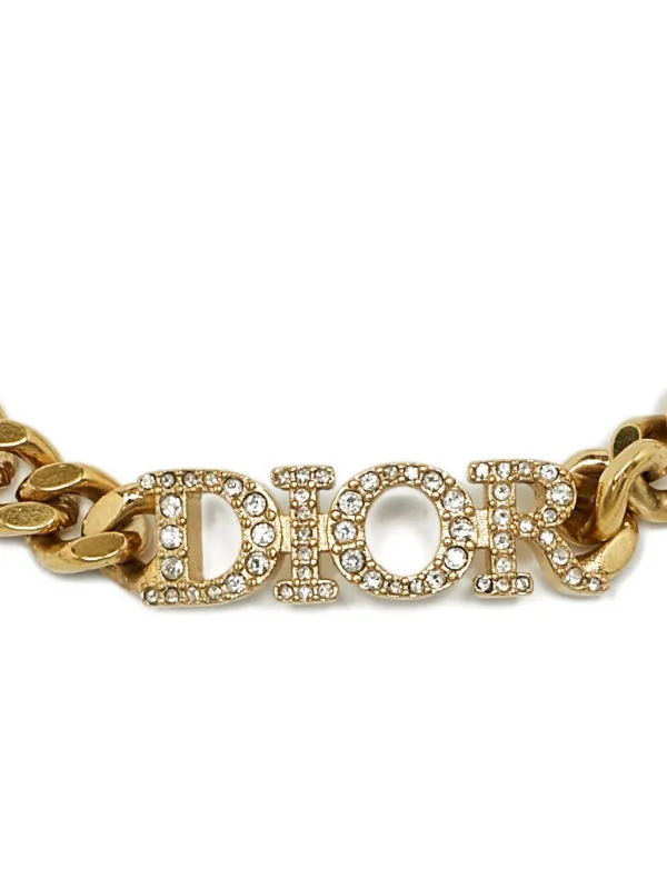 未使用級　Christian Dior　bracelet gold logo CHRISTIAN DIOR Bracelet Simple Chain Logo Gold Vintage