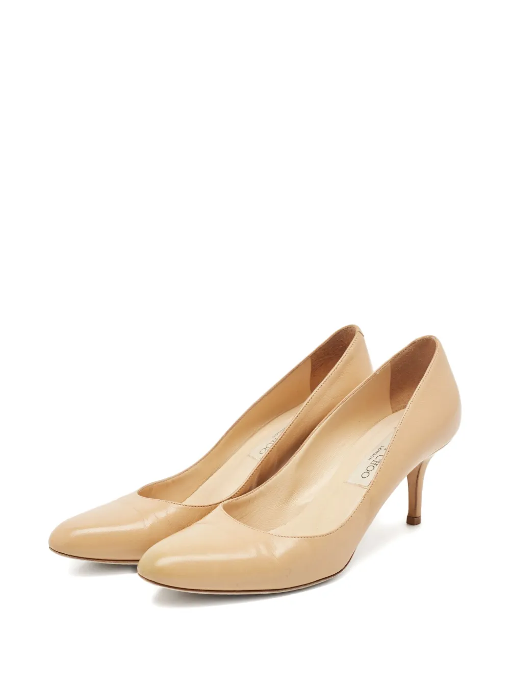 Jimmy Choo Pre-Owned 70 mm Gilbert leren pumps met amandelvormige neus - Beige