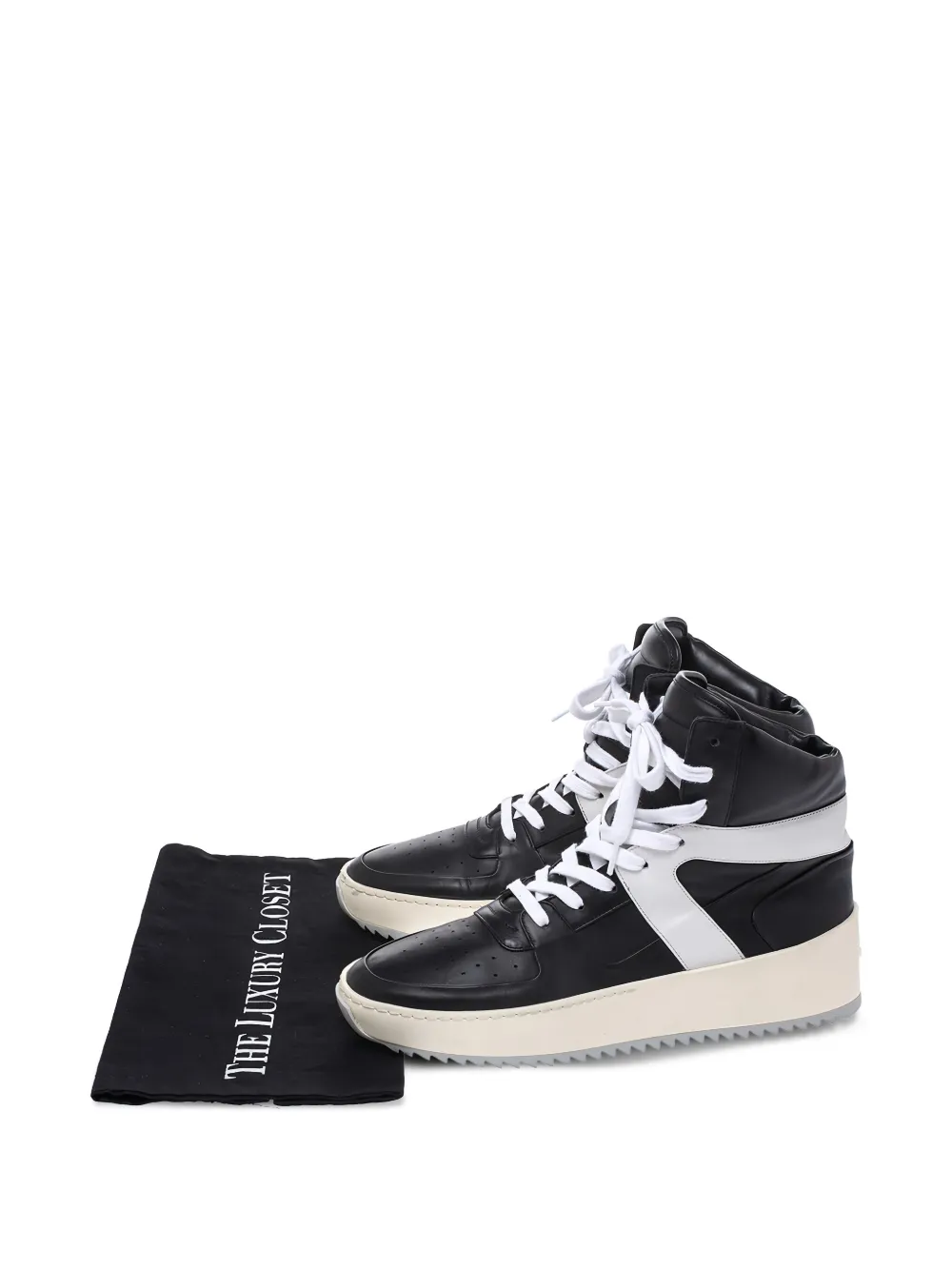 Pre-owned Fear Of God Leather High-top Sneakers In Black