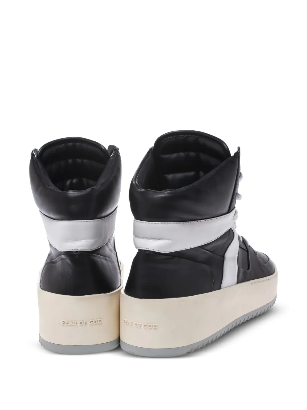 Pre-owned Fear Of God Leather High-top Sneakers In Black