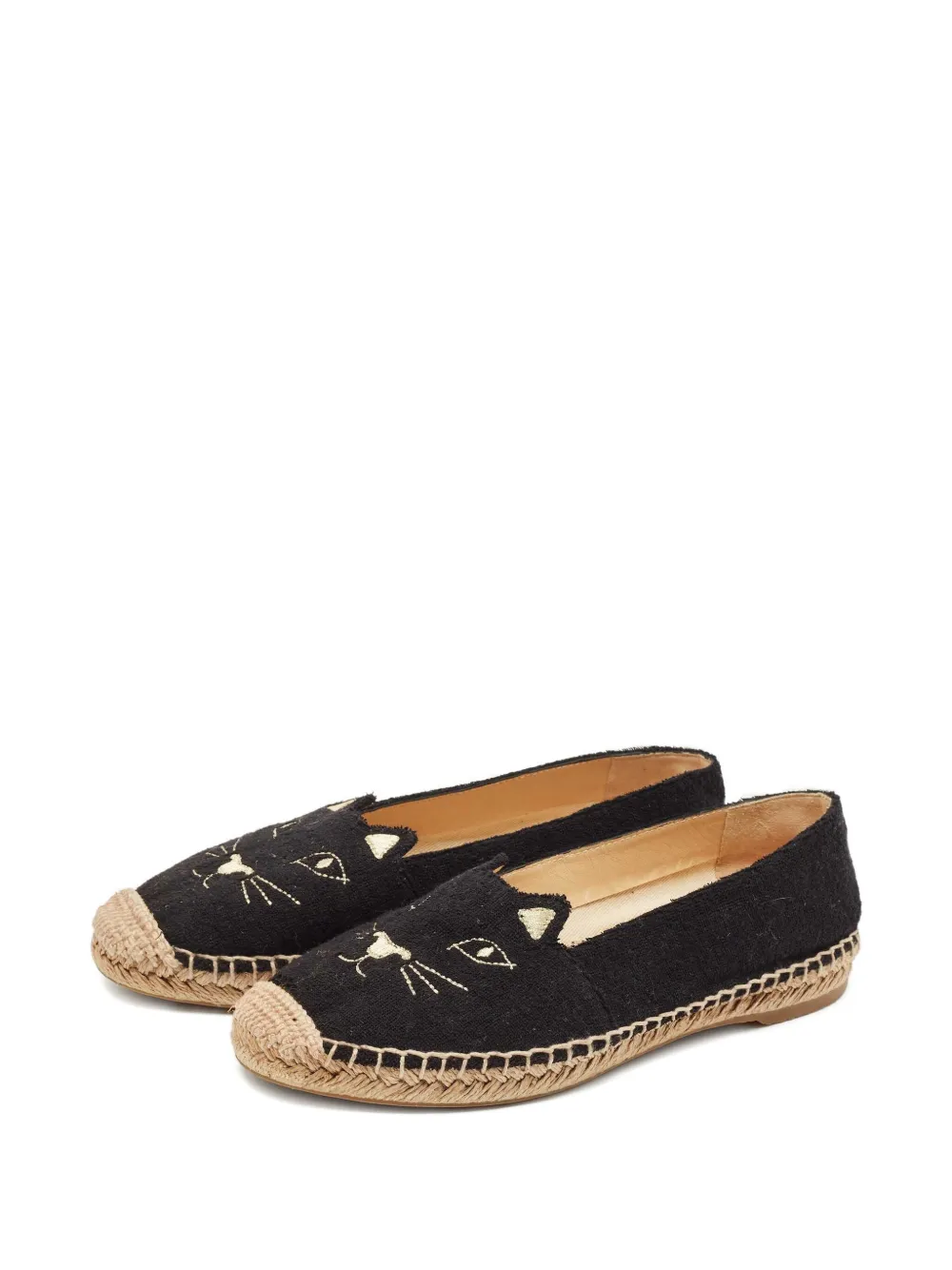 Charlotte Olympia Espadrilles met kattenprint - Zwart