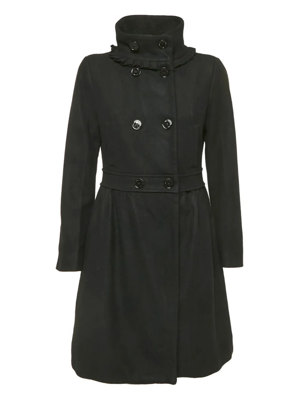 Moschino Pre-Owned ruffle double-breasted coat | Black | Image 1