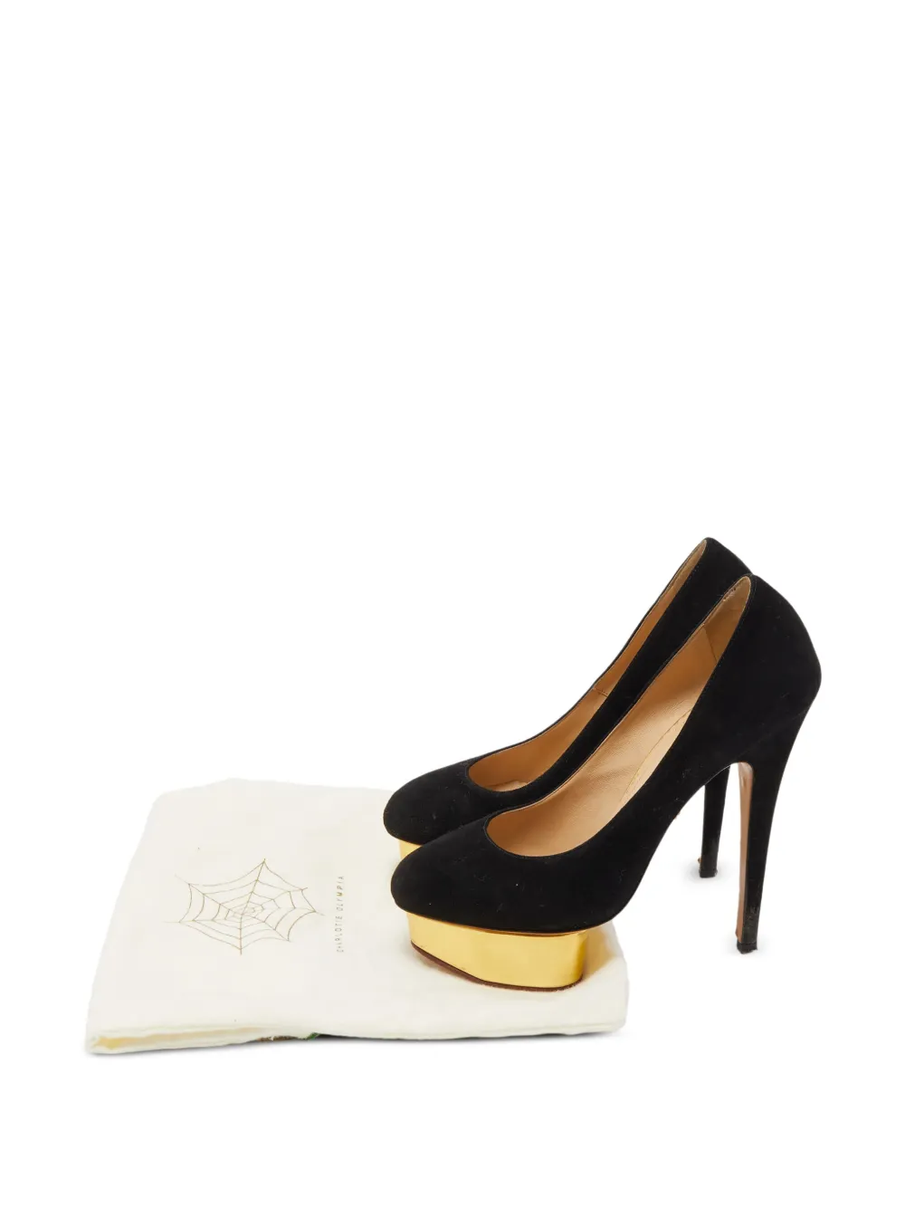 Pre-owned Charlotte Olympia 140mm Dolly-platform Pumps In Black