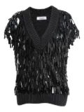 Valentino Pre-Owned ribbed sequined sweater vest - Black