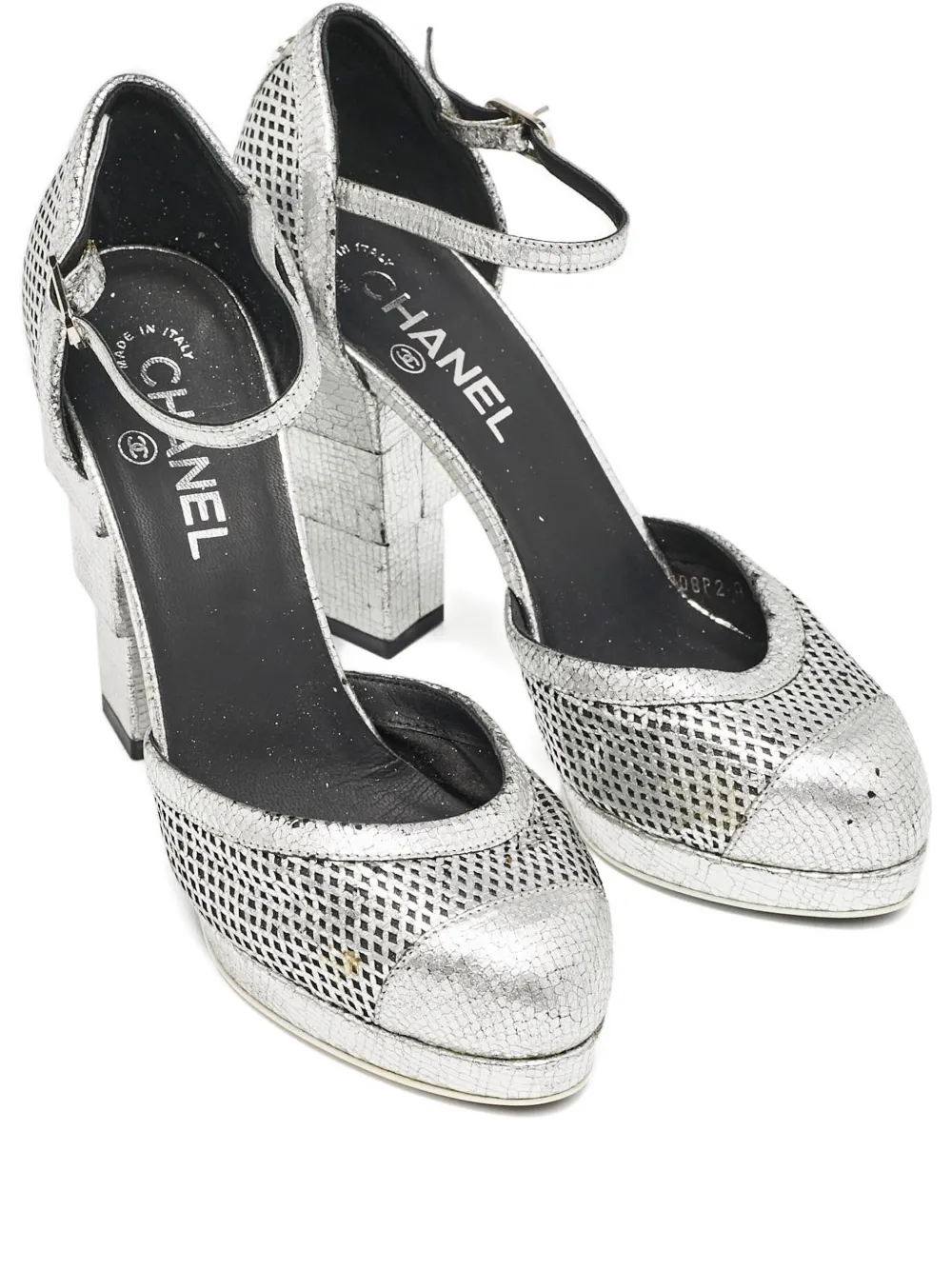 CHANEL Pre-Owned Plateau-Pumps mit Laser-Cuts 110mm - Silber