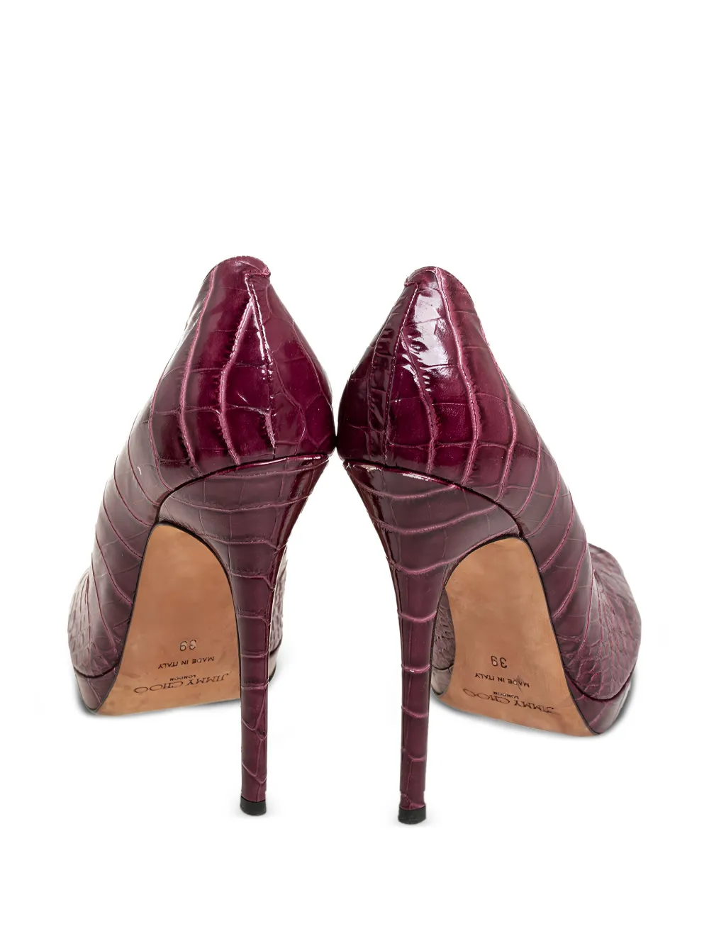Jimmy Choo Pre-Owned 130 mm pumps met open neus en krokodillen-reliëf - Rood