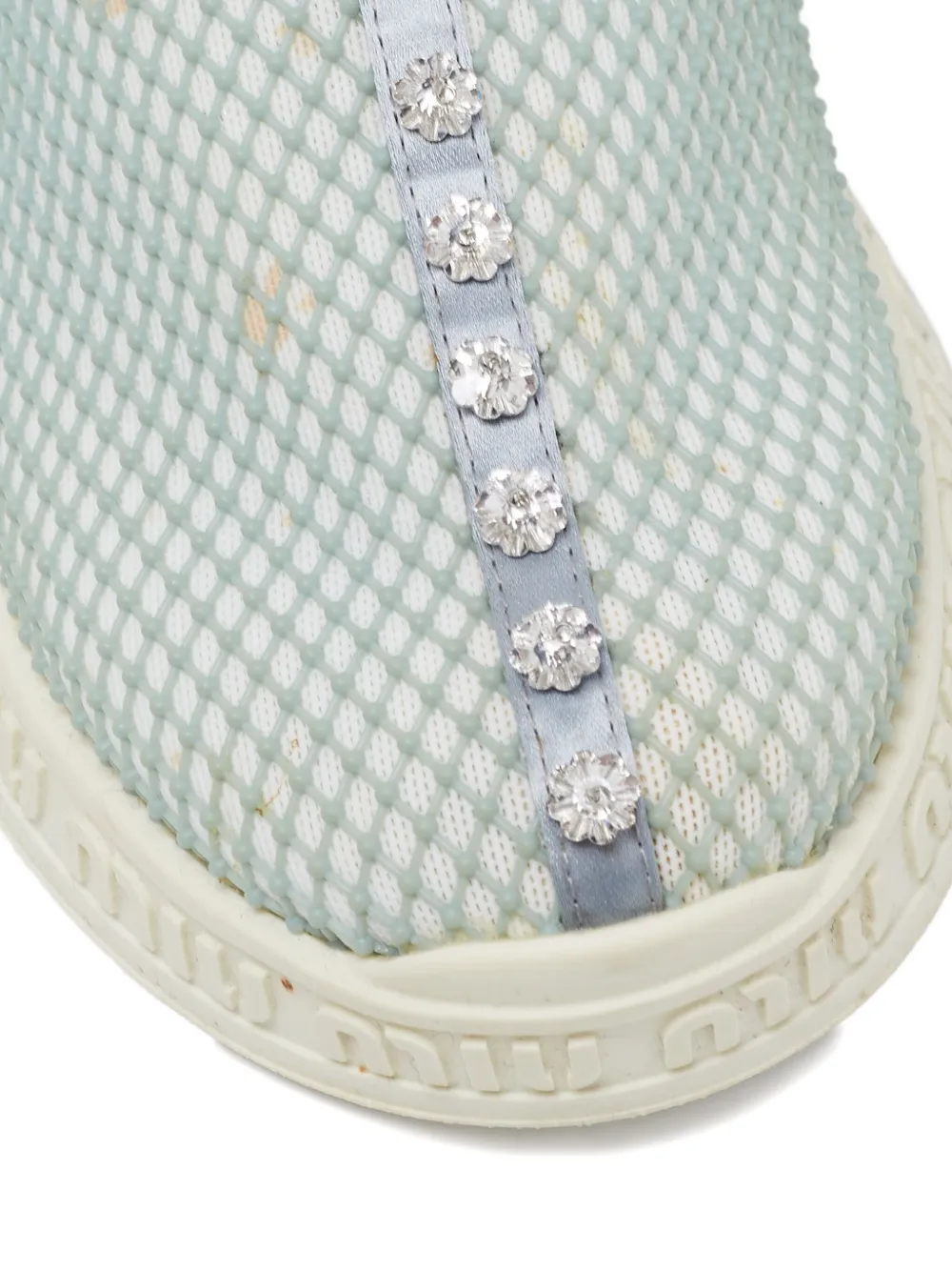 MIU MIU Pre-owned Crystal-embellished Sneakers In Blue