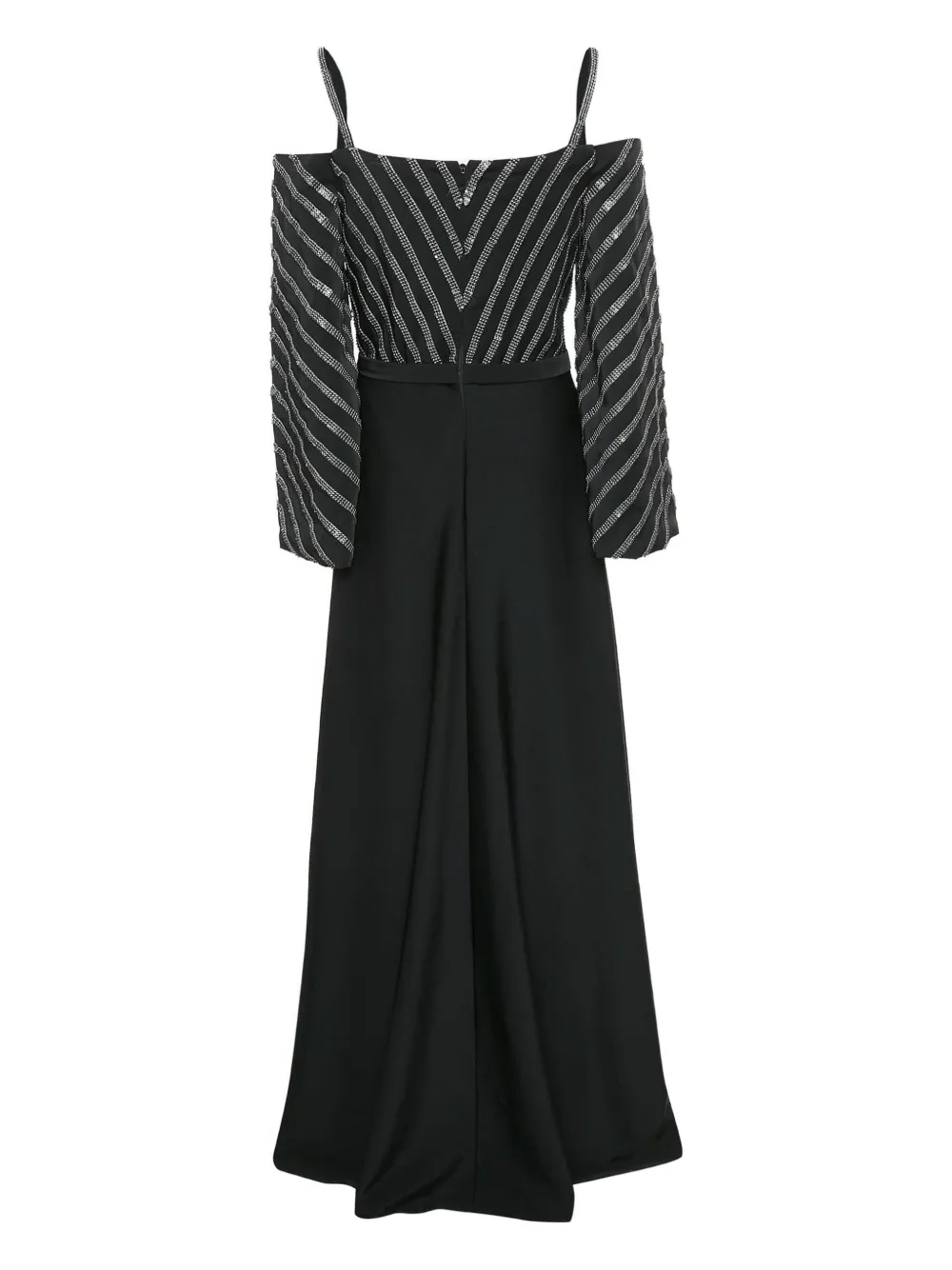 Pre-owned Basix Black Label Beading Cold-shoulder Dress In Black