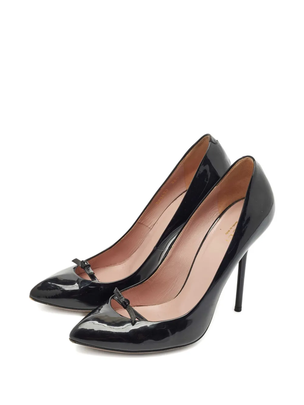 Gucci Pre-Owned 115 mm leren pumps met strikdetail - Zwart