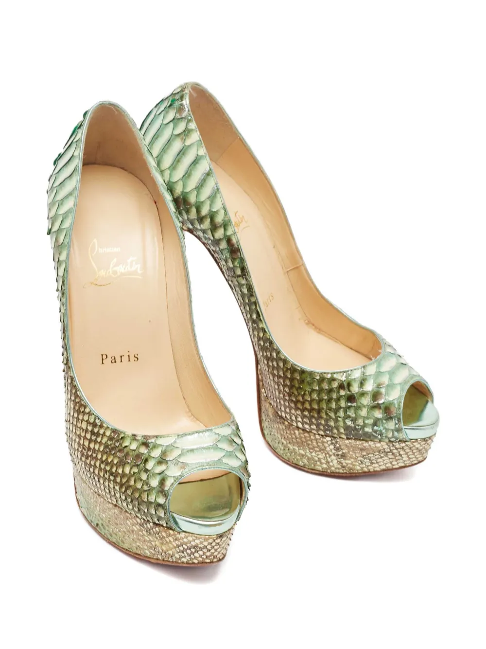 Christian Louboutin Pre-Owned python-skin peep-toe platform pumps | Image 2