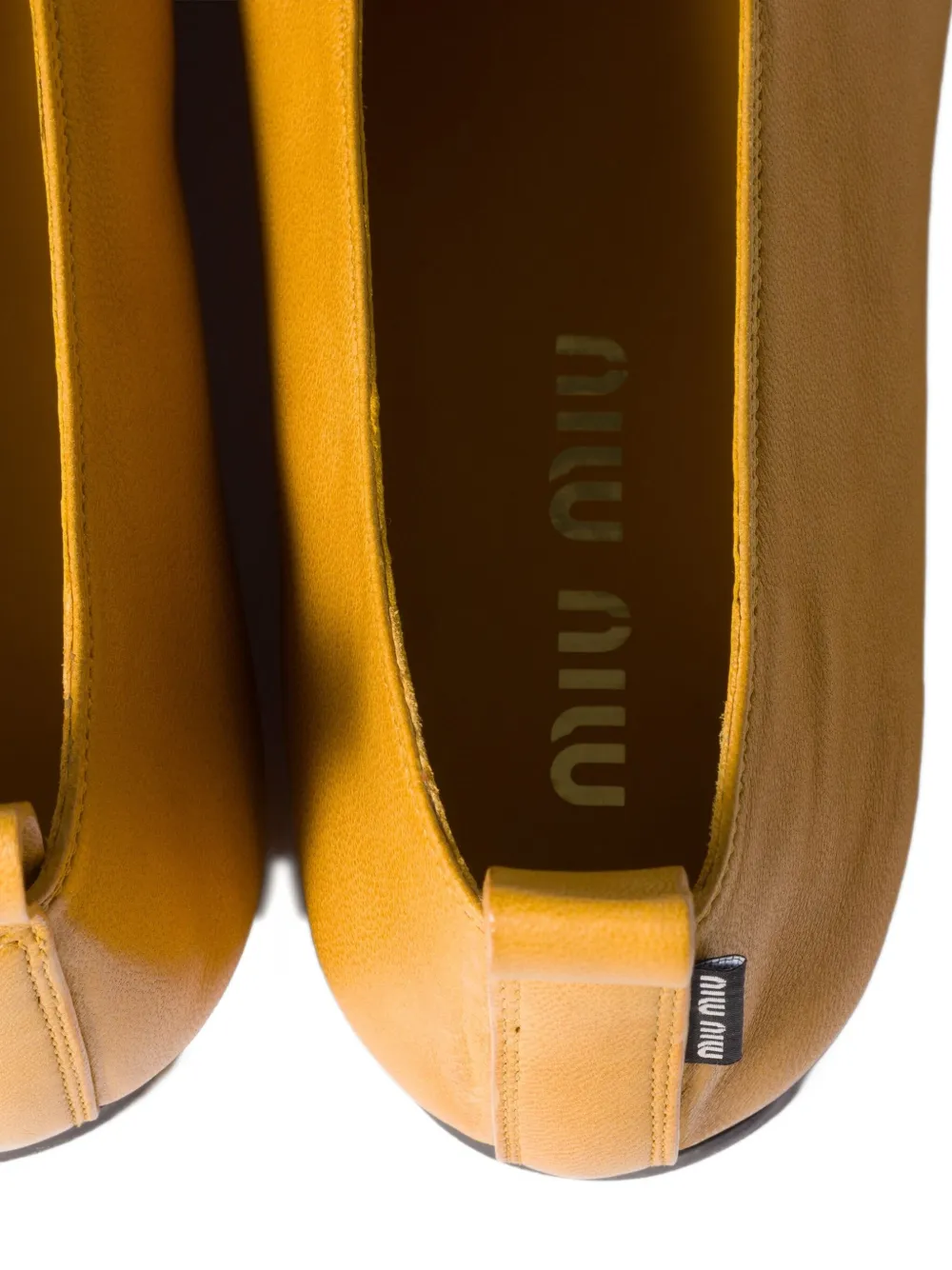 Miu Miu Élan Bow Leather Ballerina Flats In Yellow