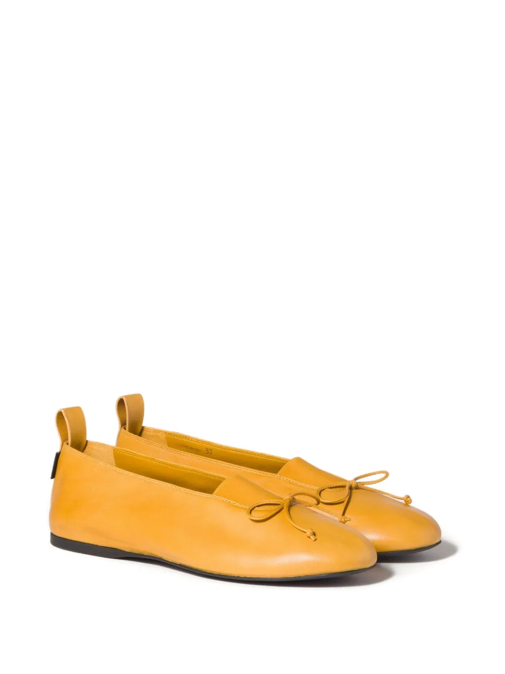 Miu Miu Élan Bow Leather Ballerina Flats In Yellow