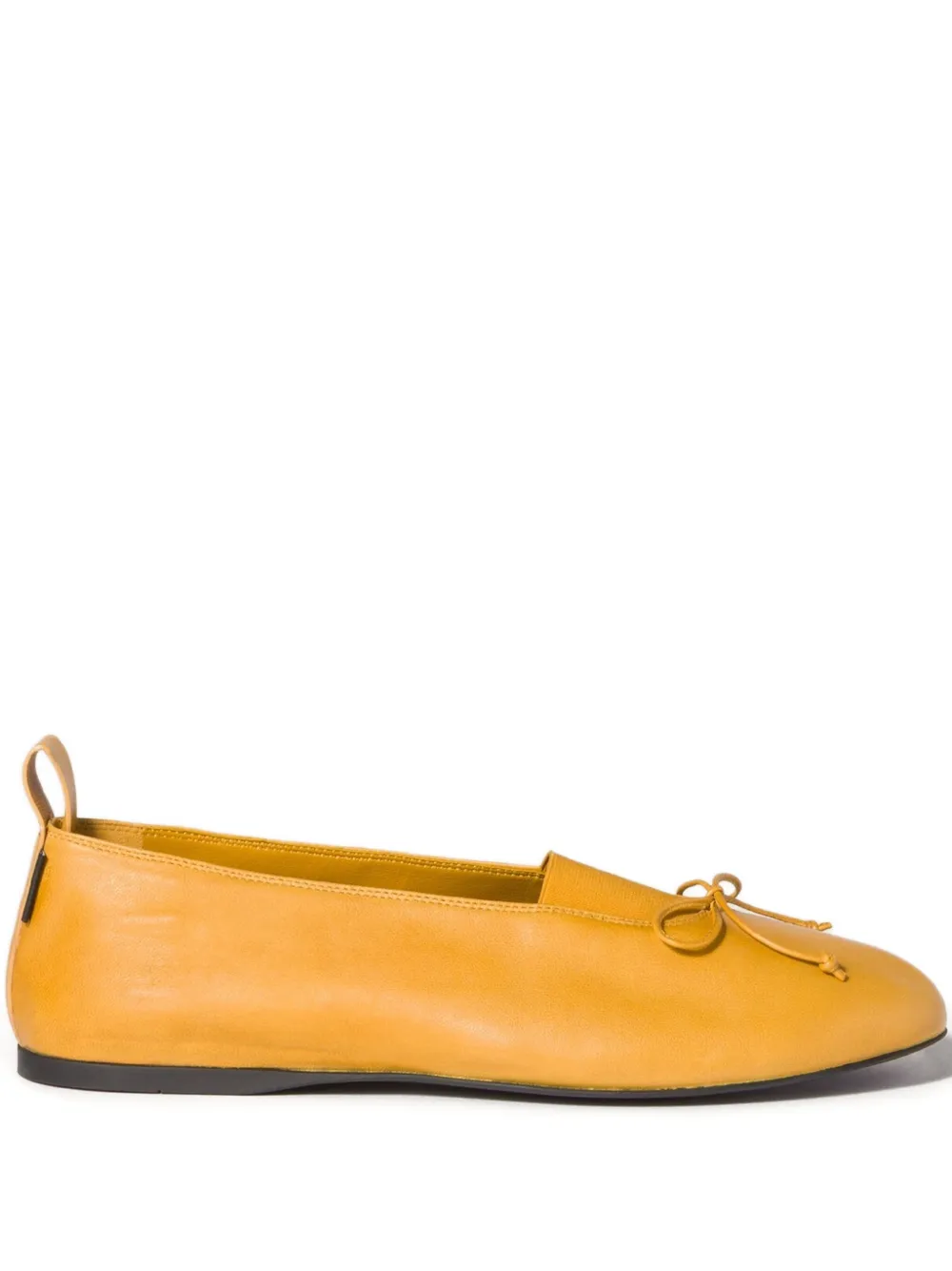 Miu Miu Élan Bow Leather Ballerina Flats In Yellow