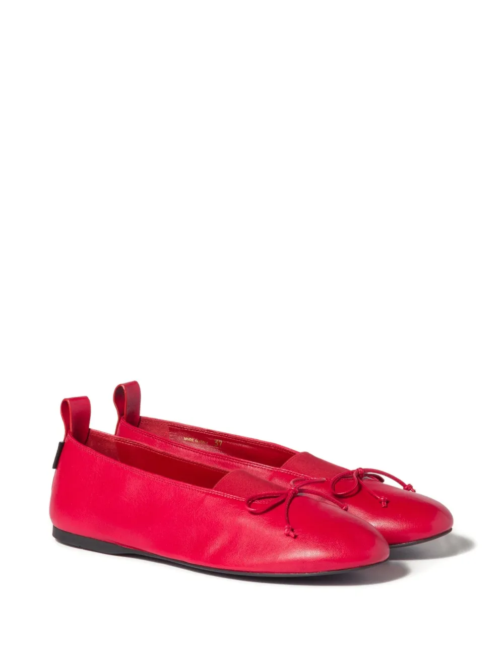 Miu Miu Élan Bow-detail Leather Ballerina Flats In Red