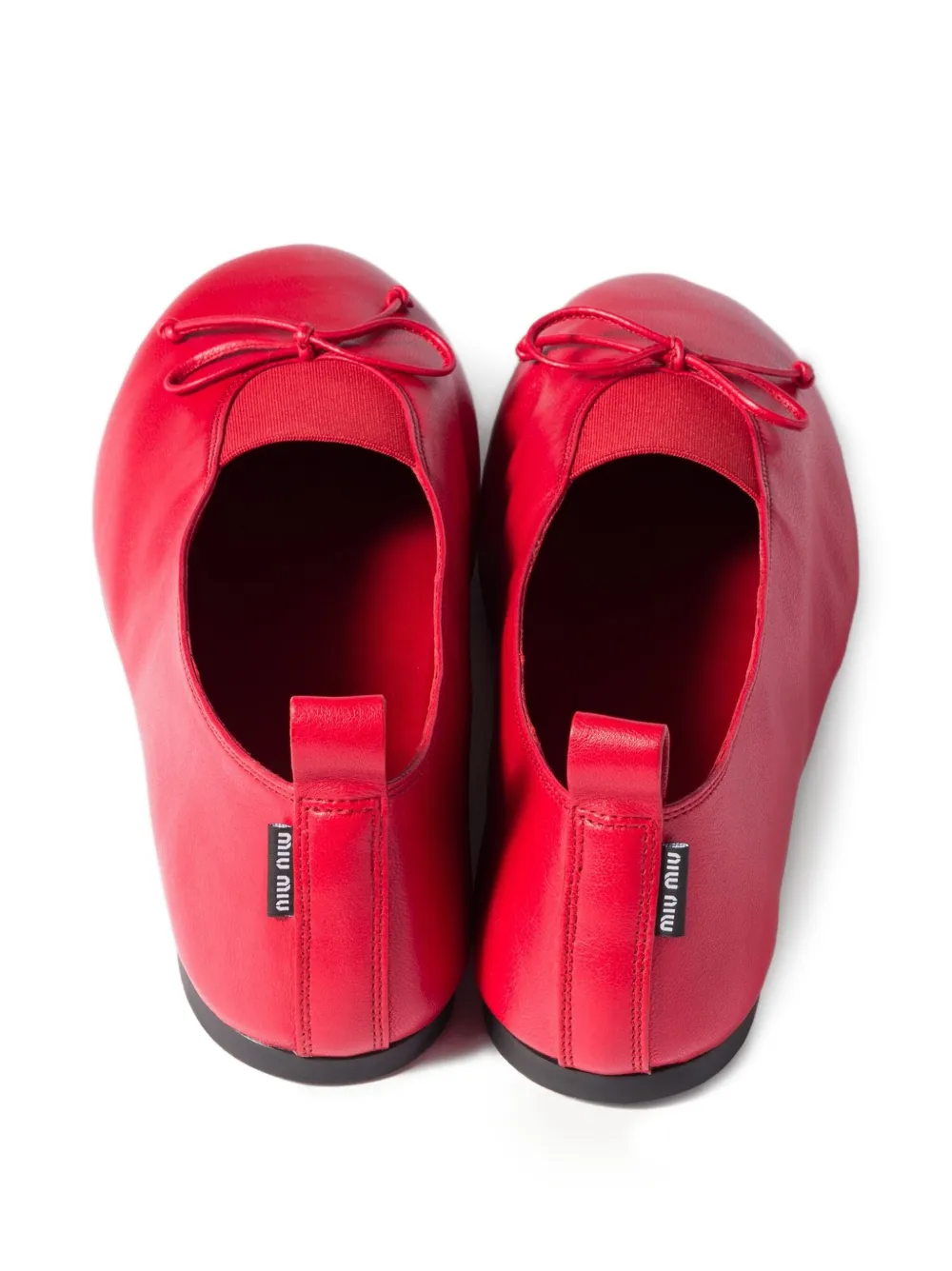 Miu Miu Élan Bow-detail Leather Ballerina Flats In Red