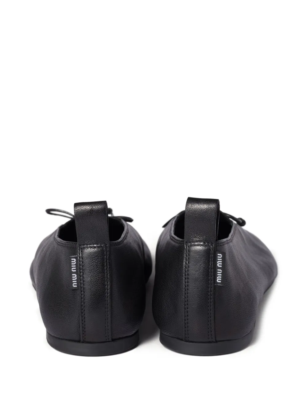 Miu Miu Élan Bow-detail Leather Ballet Flats In Black