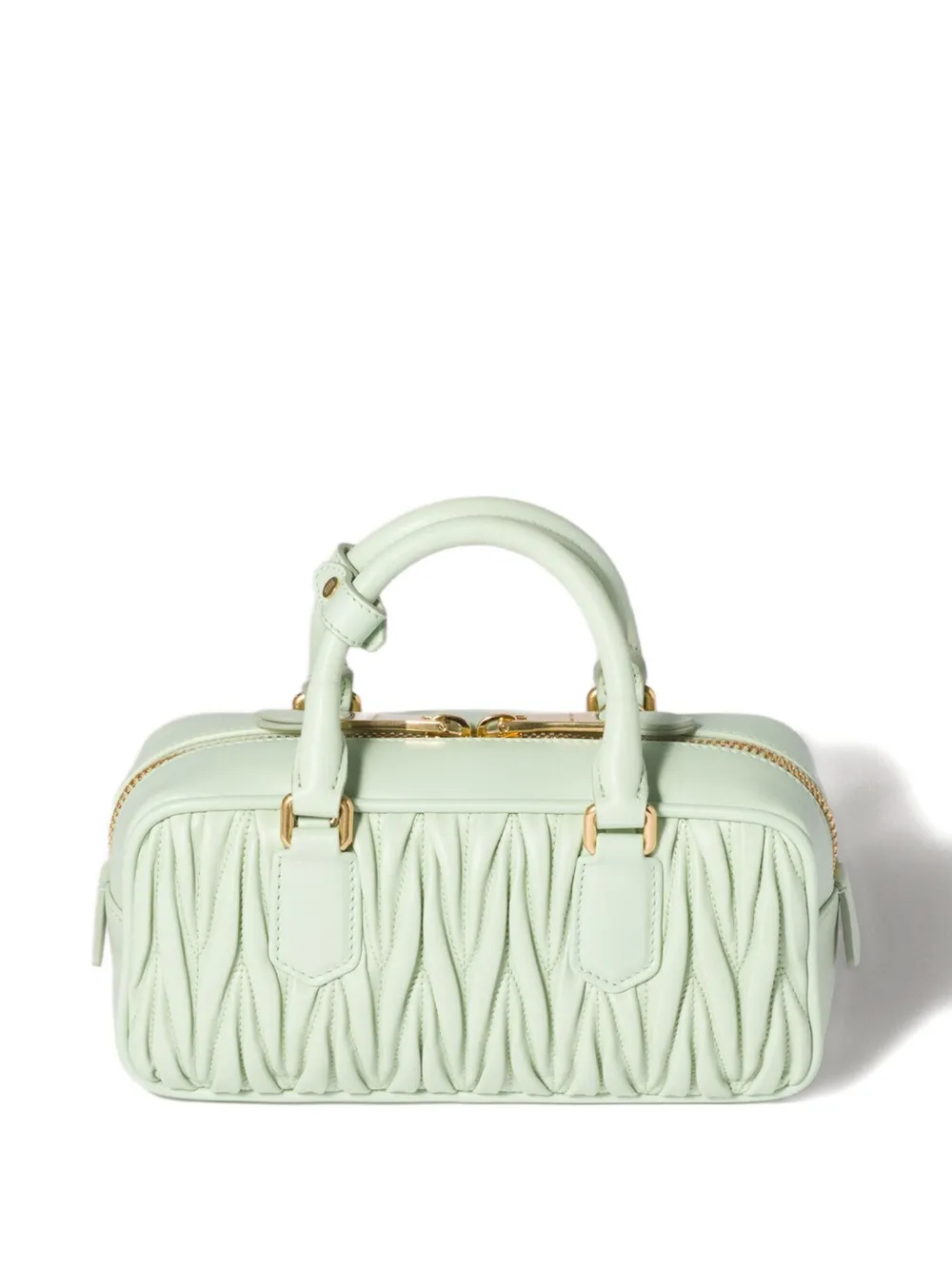Miu Miu Arcadie Matelassé Leather Tote Bag In Green
