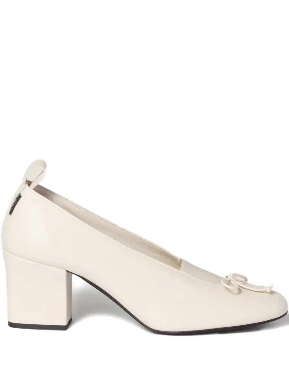 Miu Miu 65mm Élan Bow-embellished Block-heel Pumps In Neutral