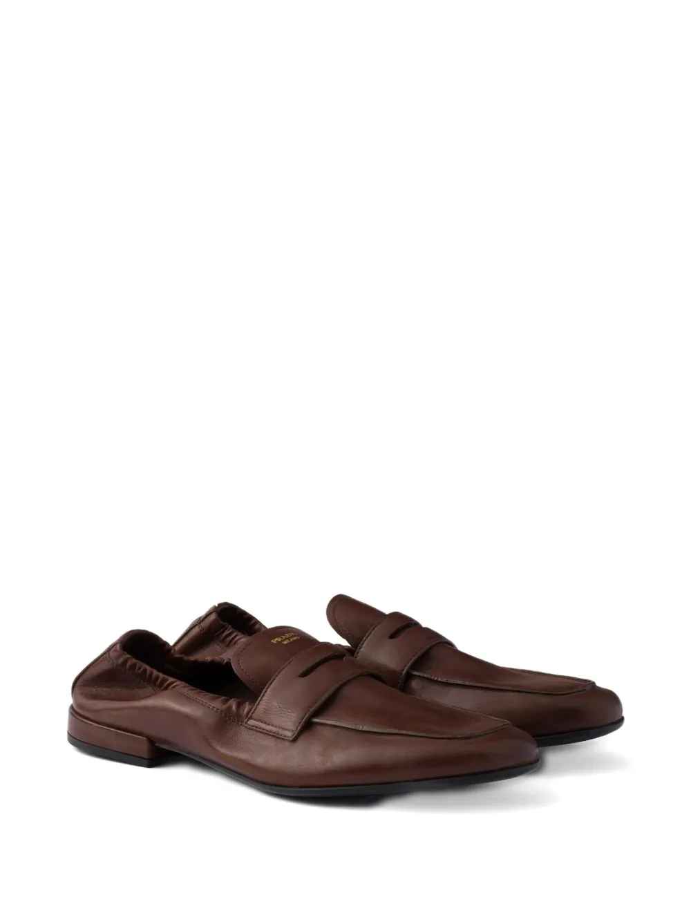 Prada logo-print leather loafers - Bruin