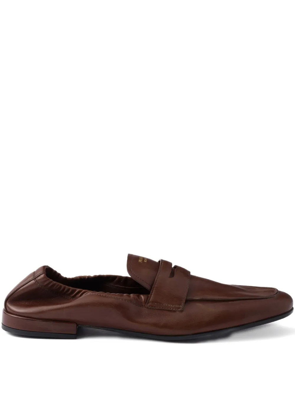 Prada logo-print leather loafers Brown